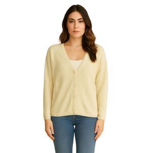 Christopher & Banks Cardigan Yellow HAND EMBROIDERED WOMEN'S WOMAN'S MEDIUM